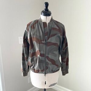 MADEWELL Olive/Brown/Army Green Camo Bomber Jacket 2-way Zipper Cotton Sz S